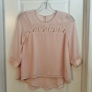 Powder Pink lace and chiffon Sheer Top